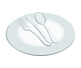 Plate and cutlery creative vector set 04