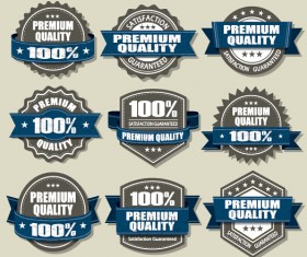 Premium Quality labels and blue ribbon vector