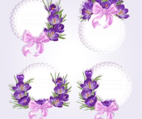Purple flower with bow vector cards 01
