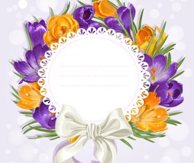 Purple flower with bow vector cards 02