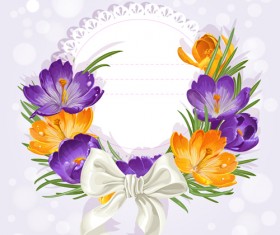 Purple flower with bow vector cards 03