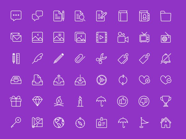 Purple line icons for life material