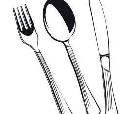Realistic kitchen cutlery design vector graphics 01