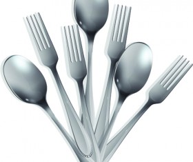 Realistic kitchen cutlery design vector graphics 02