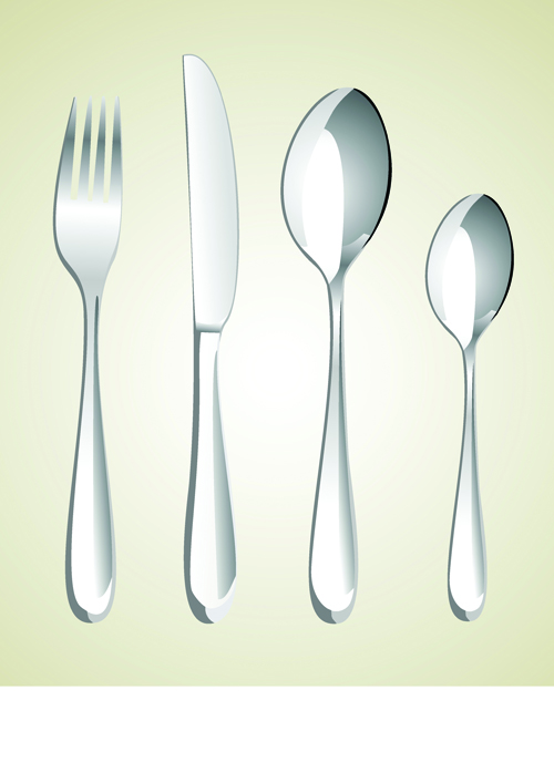 Realistic kitchen cutlery design vector graphics 03