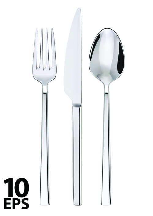 Realistic kitchen cutlery design vector graphics 06