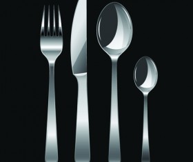 Realistic kitchen cutlery design vector graphics 09