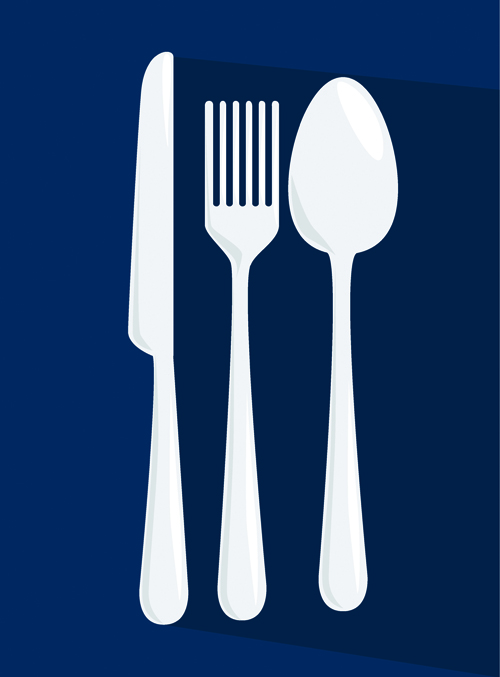 Realistic kitchen cutlery design vector graphics 11