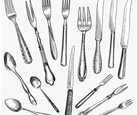 Realistic kitchen cutlery design vector graphics 12