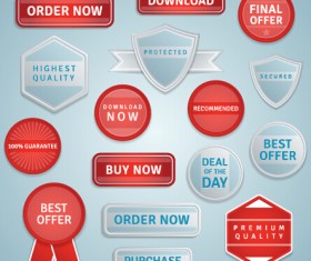 Red and gray sale labels and badge vector