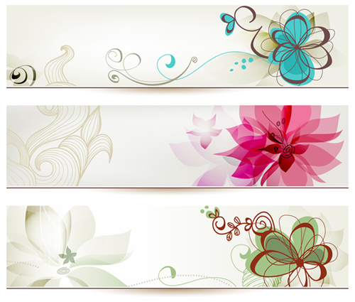 Refreshing banner with floral vector design 01