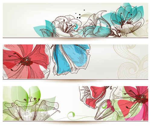 Refreshing banner with floral vector design 02