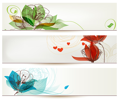 Refreshing banner with floral vector design 03