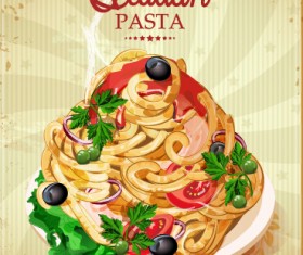 Retro italian pasta menu cover vector 02