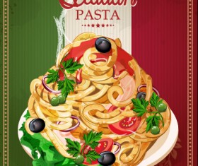 Retro italian pasta menu cover vector 03