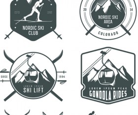 Retro labels and emblems set vector material 01