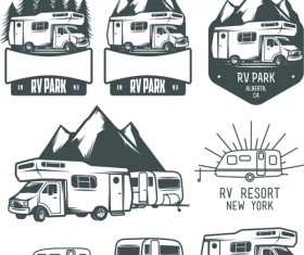 Retro labels and emblems set vector material 03