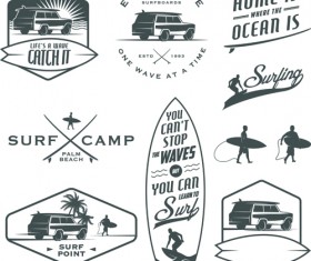 Retro labels and emblems set vector material 06