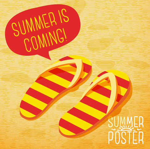 Retro summer advertising poster vector set 01