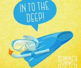 Retro summer advertising poster vector set 02