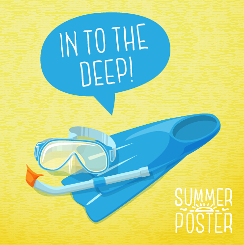 Retro summer advertising poster vector set 02