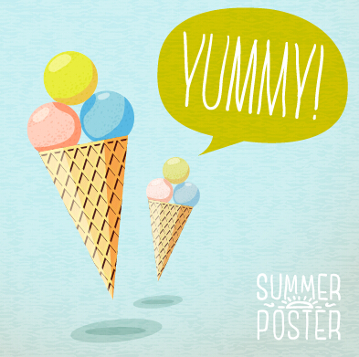 Retro summer advertising poster vector set 04
