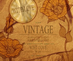 Romantic vintage cards with love vector 01