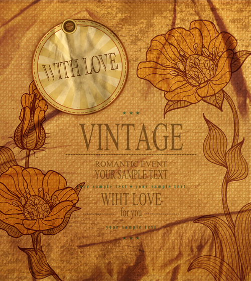 Romantic vintage cards with love vector 01