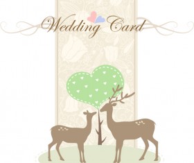 Romantic wedding card with deer vector