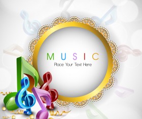 Round lace frame music background vector