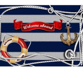 Sea elements and knitting background vector 03