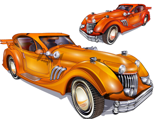 Shiny retro car vector graphics