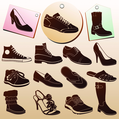 Shoes tags and shoes vector material