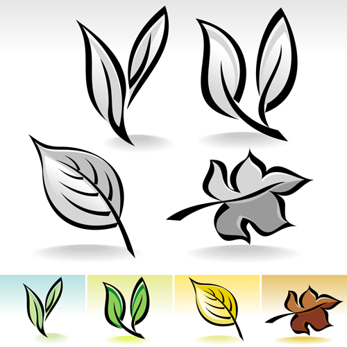 Simple leaf creative vector set 01