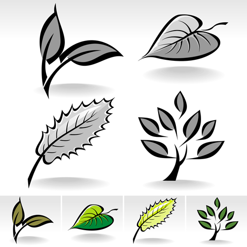 Simple leaf creative vector set 02