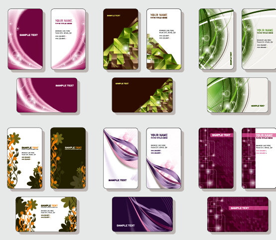 Stylish business cards creative design set vector 04