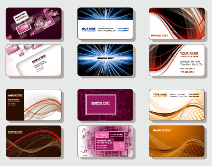 Stylish business cards creative design set vector 05