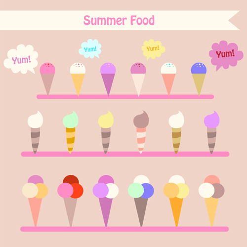 Summer cute ice cream vector material