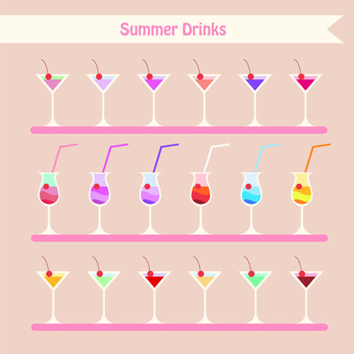 Summer drinks cute design vector