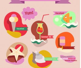 Summer holiday food with travel vector 01