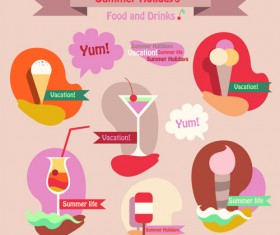 Summer holiday food with travel vector 02