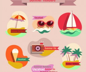 Summer holiday food with travel vector 03