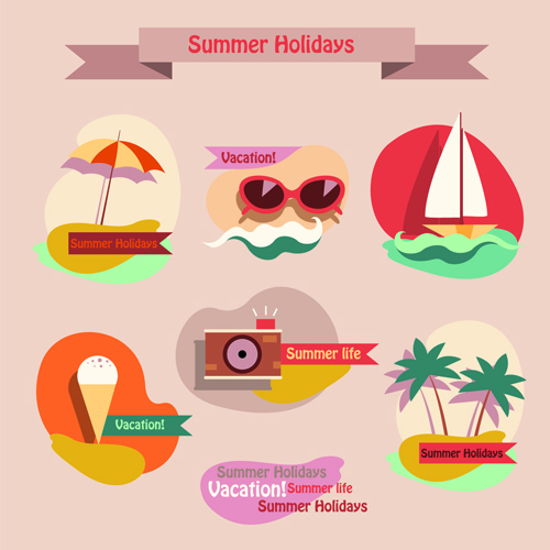 Summer holiday food with travel vector 03