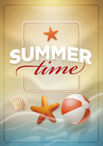 Summer holiday time poster cover vector 01