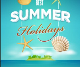 Summer holiday time poster cover vector 02