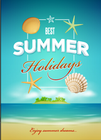 Summer holiday time poster cover vector 02