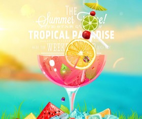 Summer ice drink poster creative vector