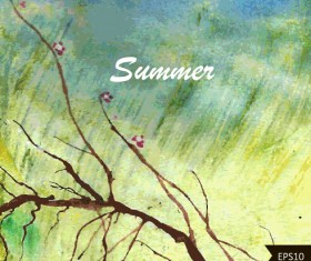 Summer watercolors vector background art 03