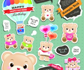 Super cute teddy bear design vector graphics 01