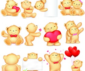 Super cute teddy bear design vector graphics 03